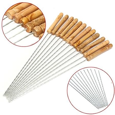 Futurekart Skewers For Tandoor Barbeque Grill BBQ Steel Needles 12 Inches Set Of 12