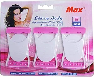Mapperz Body Razor |body razor women | Disposable MAX Body & Bikini Shaving Razor For Women (6 Pcs Blade) Platinum Blade (6)