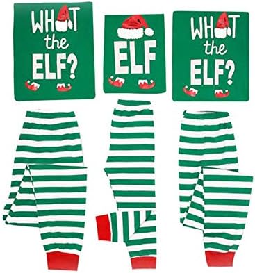 Family Christmas Pajamas Set What The Elf - Long Sleeve Tops Striped Pajamas Pants