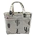 Insulated Lunch Bag Reusable Sling Shoulder Lunch Tote Travel Picnic Drawstring Bento Cooler Bag, Front Pocket and 2 Side Pockets (Black Cactus)