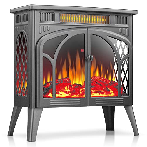 Rintuf Electric Fireplace Heater, 1500W Infrared Fireplace Stove Heater w/3D Flame Effect