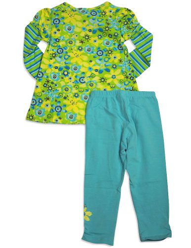 Sweet Potatoes - Little Girls's Long Sleeve Floral Legging Set, Lime, Aqua 30973-4T
