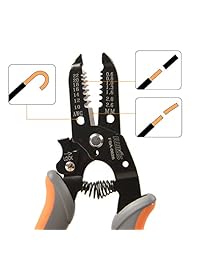 IWISS Juego de herramientas de engaste, con herramienta para pelar y cortar cables, para puntas de cables con y sin aislamiento, terminales, o casquillos, con 5 plantillas de corte intercambiables, en bolsa tipo Oxford.