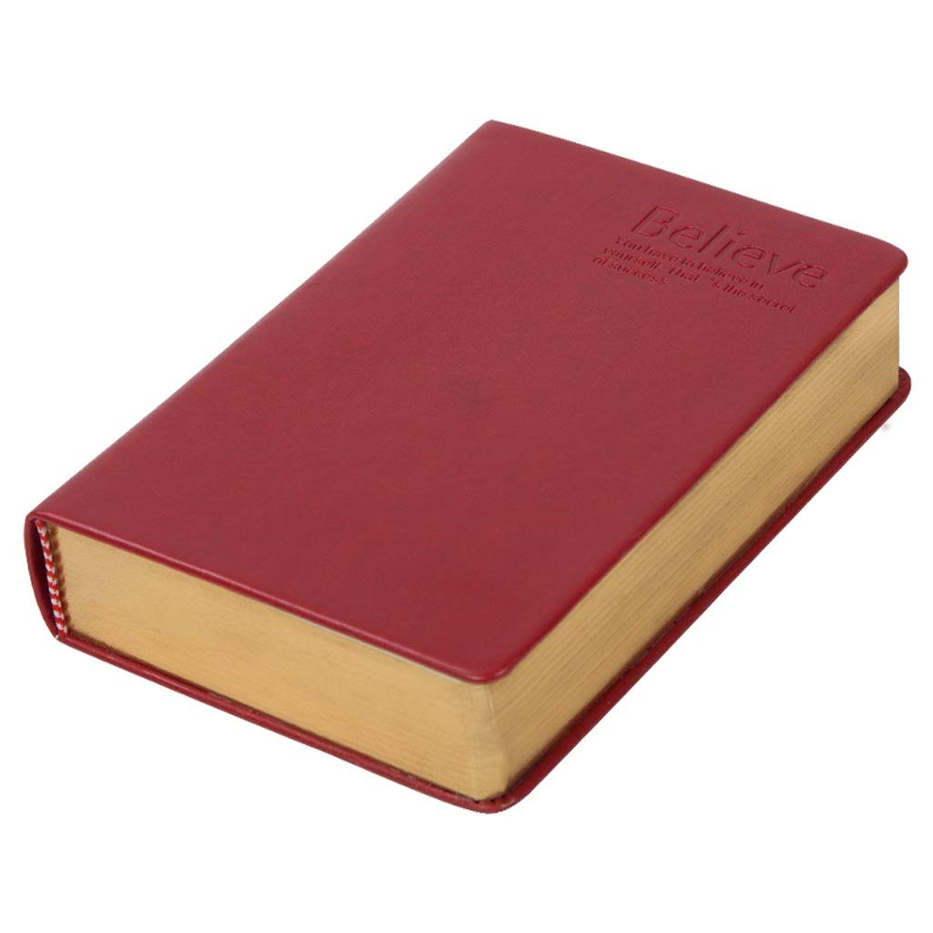 Earnmore A5 Notebook, 600 Pages, Sketch, Large Journal, Thick, Manual, Bible Stationery (Color : Deep Red, Size : A5)