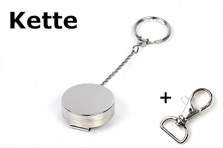 Waizmann.IDeaS® Ausweisjojo Stahlseil KETTE mit Gürtelclip 40mm Ø Jojo Zipper rund Aufrollmechanismus bis zu 150gr Zugkraft E