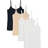 Knuffnee Women Camisoles Spaghetti Strap Tank Top Basic Cami Undershirt 4 Pack