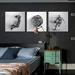 3 Panel Canvas Wall Art Play Basketball Pictures Home Wall Decorations for Bedroom Living Room Paintings Canvas Prints Framed - 12"x12"x3 Panels