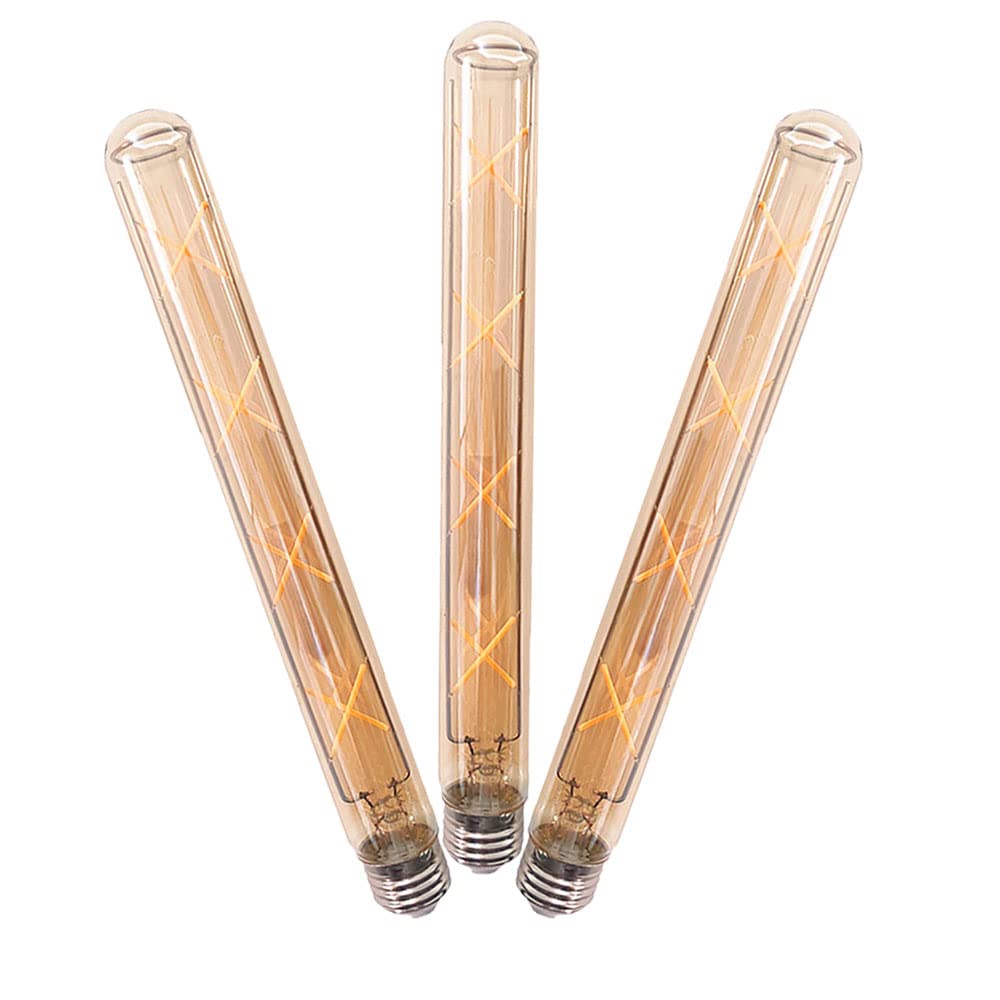 OUKAIDE E27 T30-300 8WLED Edison Bulb Vintage Light Bulb E27 Led Filament Bulb, Antique Style Retro Amber Glass Screw Lamp 800LM Non Dimmble Warm White 2700k(Pack of 3)