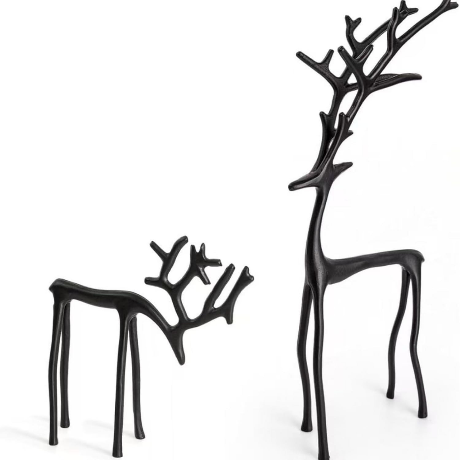 View 1 of 2 Pcs Christmas Reindeer Figurines Decor Xmas Tabletop Ornaments Black Deer Statue Ornament Imitation Metal Christmas Reindeer Statues for Living Room Patio Home Office Garden Backyard Decoration