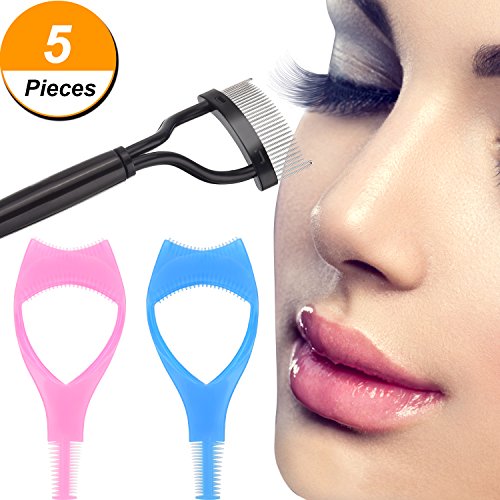 UPC 652508178172, Bememo 5 Pieces Makeup Eyelash Tool Set, Eyelash Comb Curler Eyebrow Grooming Brush Tool and 3 in 1 Upper Lower Lash Mascara Applicator Guide Eyelash Cosmetic Tool