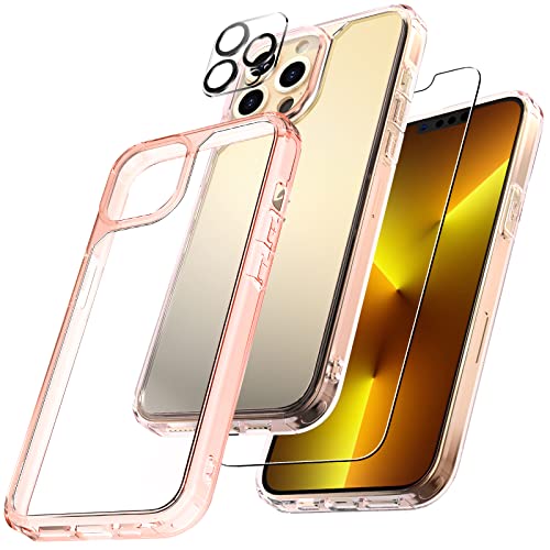 TAURI [5 in 1] for iPhone 13 Pro Case, Not Yellowing, with 2 Tempered