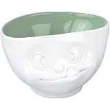 FIFTYEIGHT TASSEN Porcelain Bowl With Face - 16 Oz, White, Made In Germany, Dishwasher Safe