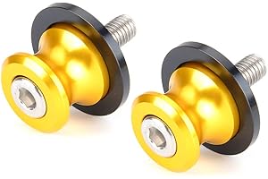 Goldfire 2Pcs 8MM M8 X1.5 Motorcycle Swing Arm Sliders Spools CNC Swing Arm Stand Screws For Kawasaki Z650 Z800 Z900 Z1000 Accessories(Yellow)