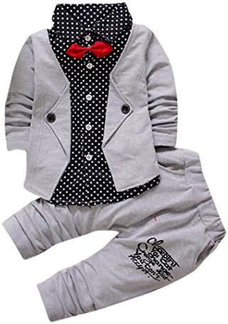 Baby Boy Formal Party Wedding Tuxedo Waistcoat Outfit Suit (Gray, 3T)