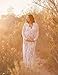 Gogoboi Sexy Women Deep V Neck Long Sleeve Lace Mesh Beach Cover Up See Through Maxi Dress (S)