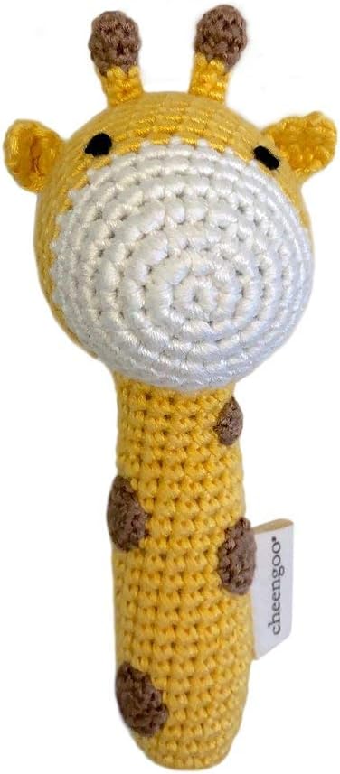 Organic Crocheted Stick Rattle - Giraffe