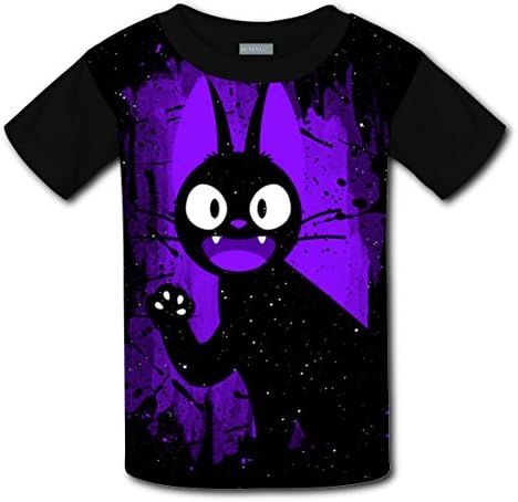 Stain Cat T-Shirt Unisex Kids Cartoon Short Sleeve Tee T-Shirts (Black)