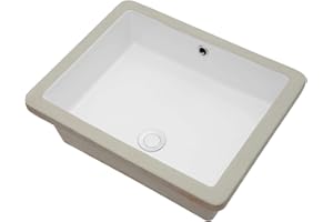 Undermount Bathroom Sink - Lordear 20x16 Inch Undermount Rectangle White Porcelain Ceramic Bathroom Lavatory Vanity Sink Basin with Overflow