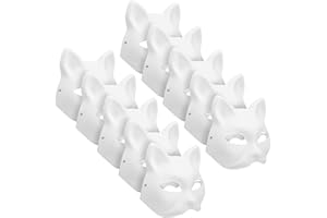 Gatuida 10 PCS Cat Mask Mask Halloween Mask for Kids Adults White Painted Face Mask Party Cosplay Costume