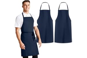 Avalon Kitchen Aprons Unisex Bib Aprons - 100% Polyester Chef Apron with Extra Long Ties – Cooking Apron for Men Women