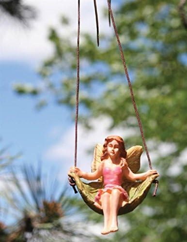 Victorian Trading Co Hanging Resin Garden Fairy in Swing Handpainted 3" Fairy Garden