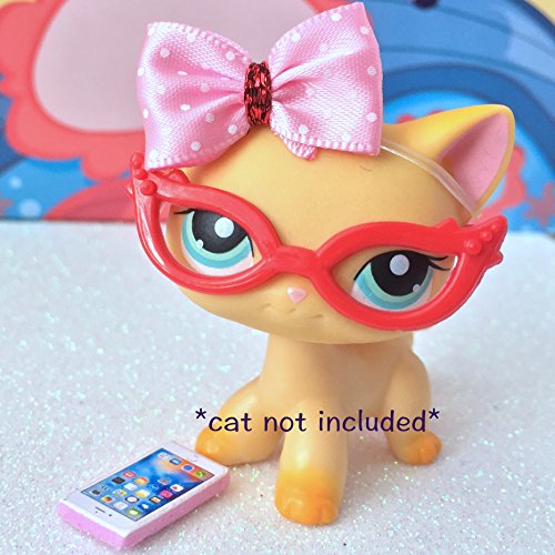 Littlest Pet Shop LPS Pink Bow Glasses Phone Accessories Lot CAT NOT