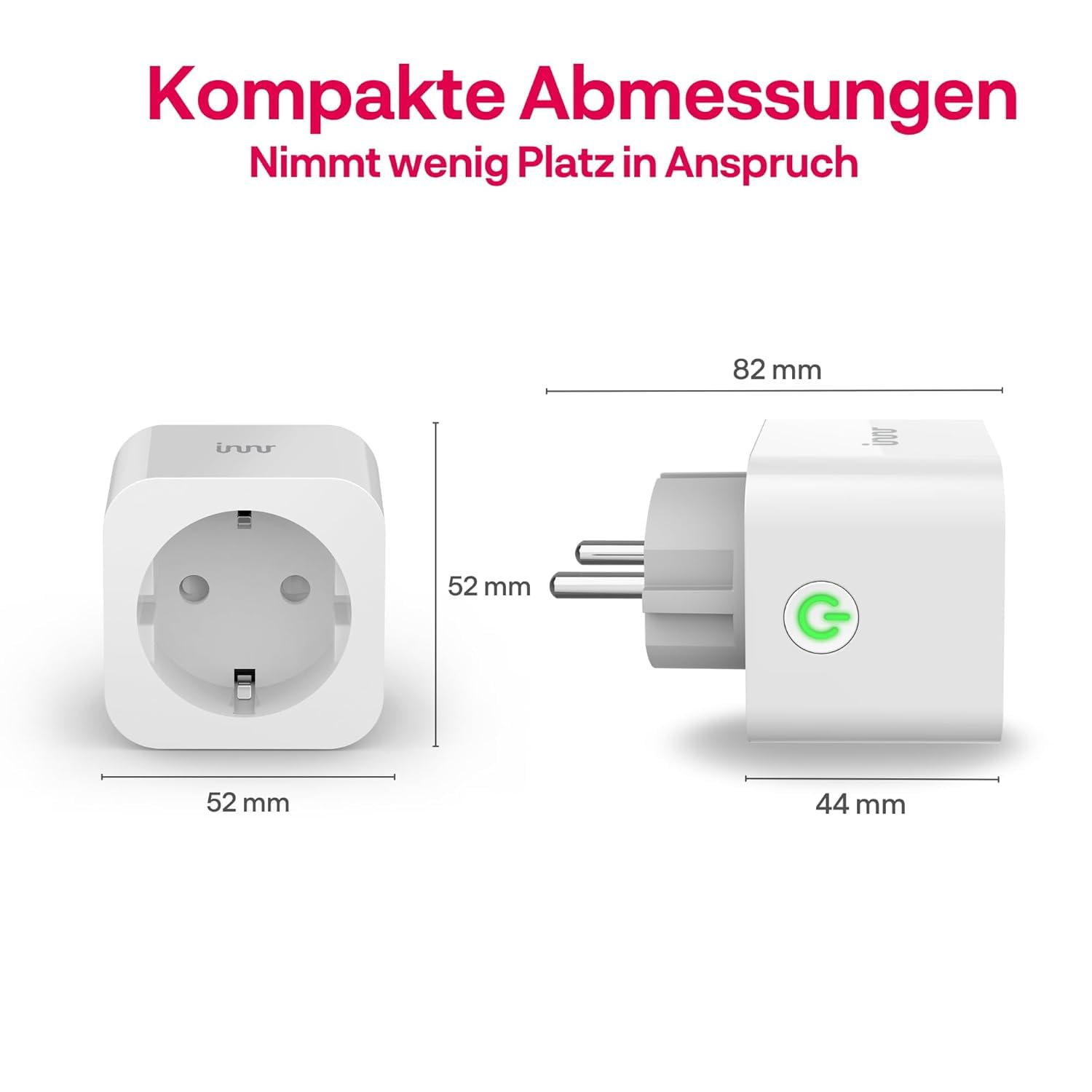 Innr Smart Plug, funktioniert mit Hue* und Alexa (Bridge erforderlich), Zigbee Repeater, 16A Steckdose mit Strommessung, 2 Stück 7