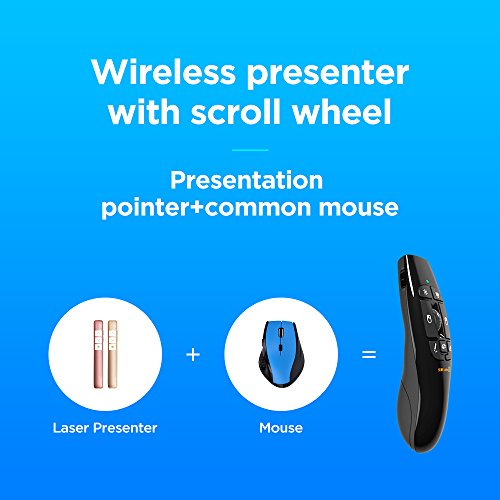 Lefant F8 Wireless Presenter with Red Laser Pointer 2.4GHz Remote USB Presentation Clicker with Scroll Wheel for PPT Keynote Presentation
