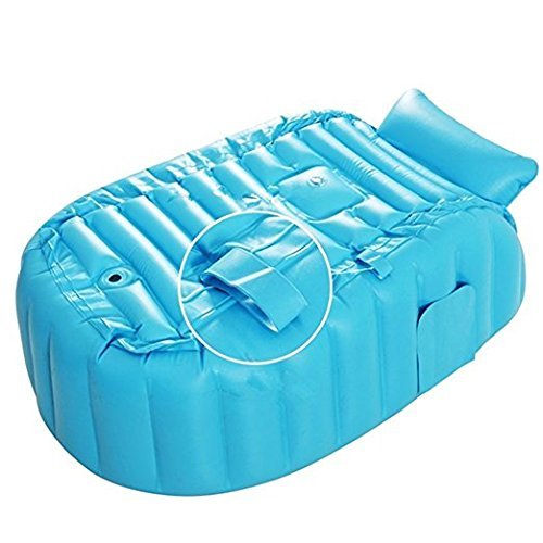 Baby Inflatable Bathtub, Large Capacity Mini Swimming Pool Non Slip Soft Comfortable Foldable and Portable Travel for New Born Baby Infant Kids Boys Girls (Blue)