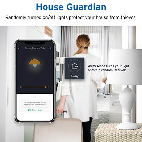 Etekcity Smart Light WiFi Dimmable Soft White LED Bulbs, Work with Alexa, Google Home and IFTTT, Easy Setup Schedule, A19 E26, 60W Equivalent, 806LM, 2700K, No Hub Required, UL Listed
