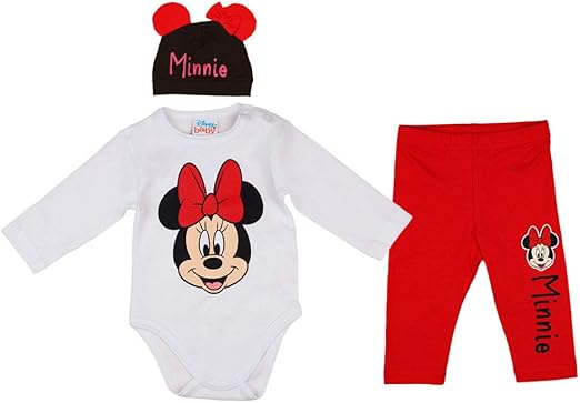 Disney Ensemble De 3 Pieces Pour Bebe Fille Avec Minnie Mouse Tailles 56 62 68 74 80 86 Coton Mignon Pour 6 12 12 18 18 24 Mois 1 An Body Bonnet Et Pantalon Multicolore One Size Amazon Fr Vetements Et Accessoires
