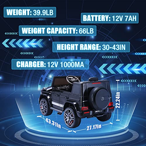 TEOAYEAH Licensed Kids Ride on Car with Parent Remote Control, Wireless Music, 12V 7Ah Battery