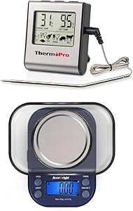 ThermoPro TP16 Digital Food Thermometer + AccuWeight 255 Digital Weight Scale