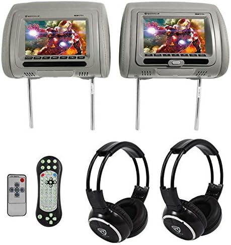 Rockville Rdp711 Gr 7 グレー 車ヘッドレストモニター Dvd Hdmi ゲーム ヘッドフォン付き