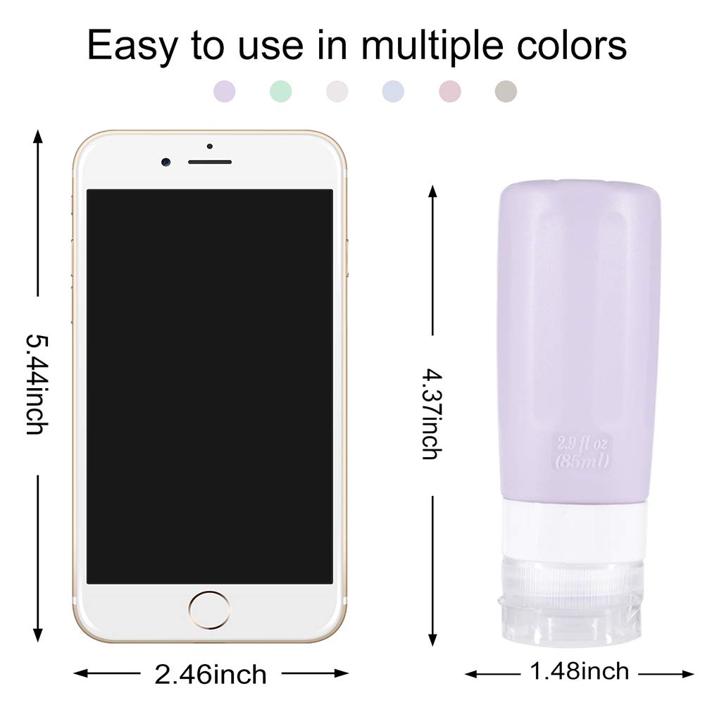Travel Bottles sincewo Travel Containers TSA Approved Travel Size Toiletries Containers 3oz Leak Leakproof Silicone Travel Bottles for Shampoo Conditioner Lotion Face Body Wash (6 Pack)