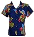 Hawaiian Shirt Women Parrot Flower Aloha Beach Camp Swim Top Blouse