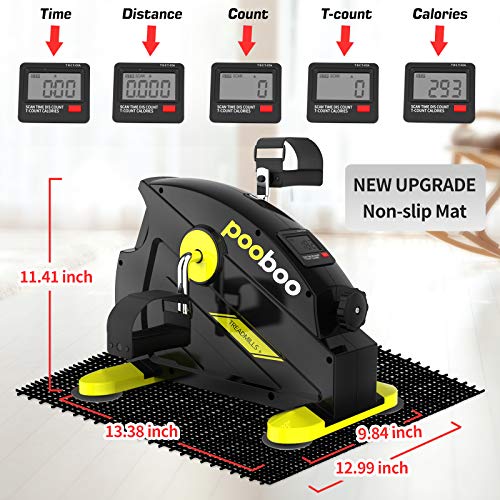 pooboo Pedal Exerciser Under Desk Bike Stationary Exercise Portable Mini Cycle Bike for Legs and