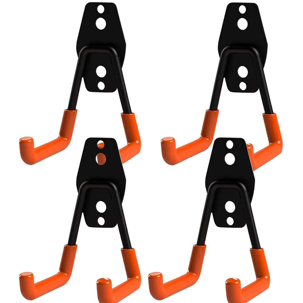 Garage Hooks, Pack of 4 Garage Storage Hooks Wall Mount Hanging Hooks with Heavy Duty, Wall Mount Storage Organizer Tool Holder With Anti-Slip Coating