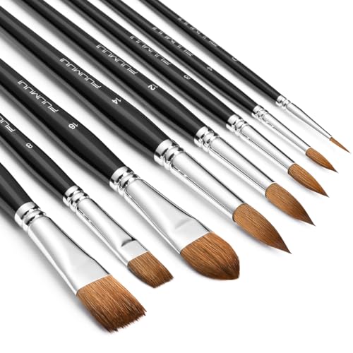 Squirrel Hair Watercolor Brushes, Fuumuui 6pcs