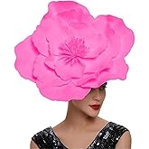 LDFWAY Large Flower Fascinators for Girls Women Tea Party Cocktail Headwear Derby Hats with Headband and Clip for Wedding