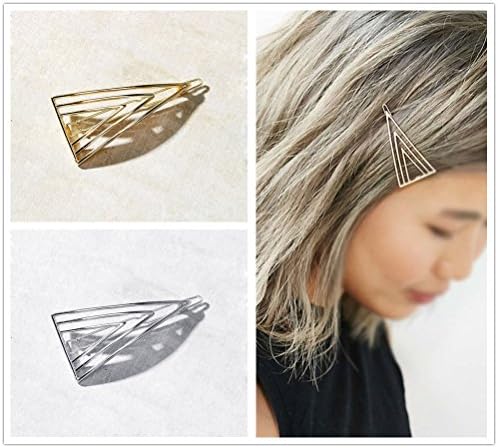 FASCHI Mix 17 Styles Hairpin Hair Clips, Barrettes Bobby Pin Ponytail Holder Statement Headwear Styling Jewelry GIFT (2Pc Gold Silver Hollow Triangle)