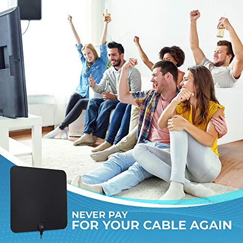 HD Digital TV Antenna 50-75 Miles Long Range Signal Reception; Low Noise Amplifier to Boost Signal is Included; Supports All TV formats; 4K, 1080p and More, Mata1 (a USA Company)
