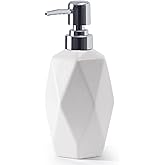 Soap Dispenser, 13.5oz Ceramic Soap Dispenser Bathroom for Kitchen & Bathroom (White)