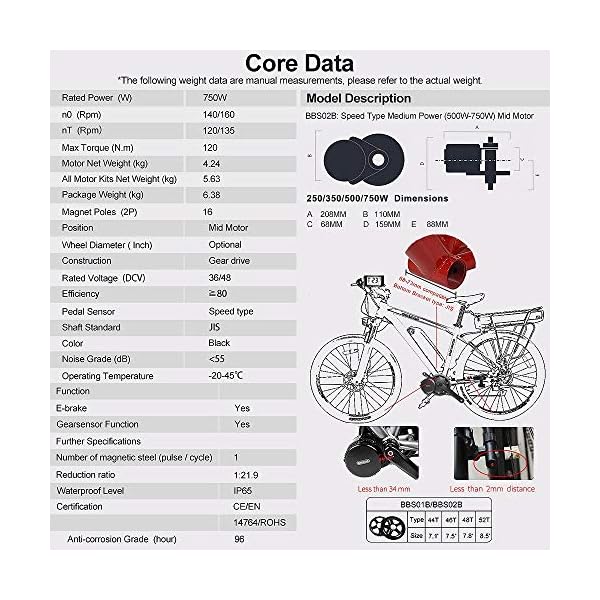€397.20 Bafang Kit Bici elettrica Motore Centrale BBS02B 48V 750W Kit di  conversione Kit componenti Accessori Display o Kit con… - bikewebshop.it