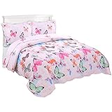 MarCielo 2 Piece Kids Bedspread Quilts Set Throw Blanket for Teens Boys Girls Bed Printed Bedding Coverlet A72 Butterfly (Full/Queen(98'x90'))