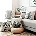 YeeJu Set of 4 Green Plant Throw Pillow Covers Decorative Cotton Linen Square Outdoor Cushion Cover Sofa Home Pillow Covers 20x20 Inch