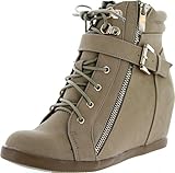Top Moda Womens Peter-1 Fashion Wedge Sneakers