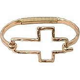 TACBSP Chunky Cross Bracelet for Women Gold Silver Chunky Large Cross Heart Geometric Shape Bangle Cuff Bracelet Boho Jewelry Gifts for Women