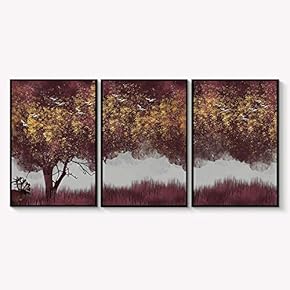 Framed Canvas Wall Art for Living Room, Bedroom Abstract Landscape Dream Place Canvas Prints for Home Decoration Ready to Hanging - 16"x24"x3 Panels