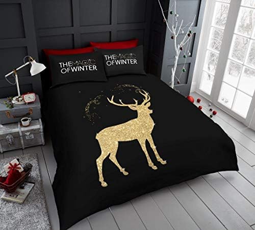 ukfashion Christmas Bedding Set Glitter Stag Duvet Set With Pillow Cases (King Duvet Cover Set, Glitter Stag)